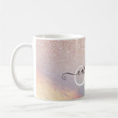 Rose Gold Glitzer Iridescent Holographic Gradient Kaffeetasse (Links)