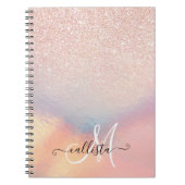 Rose Gold Glitzer Iridescent Holographic Gradient Notizblock (Vorderseite)