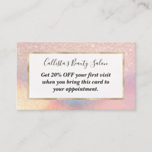 Rose Gold Glitzer Iridescent Holographic Gradient Rabattkarte
