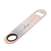 Rose Gold Glitzer Iridescent Holographic Gradient Speed Flaschenöffner (Vorderseite Schrägansicht)
