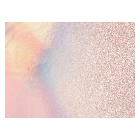 Rose Gold Glitzer Iridescent Holographic Gradient Tischdecke (Vorderseite (Horizontal))