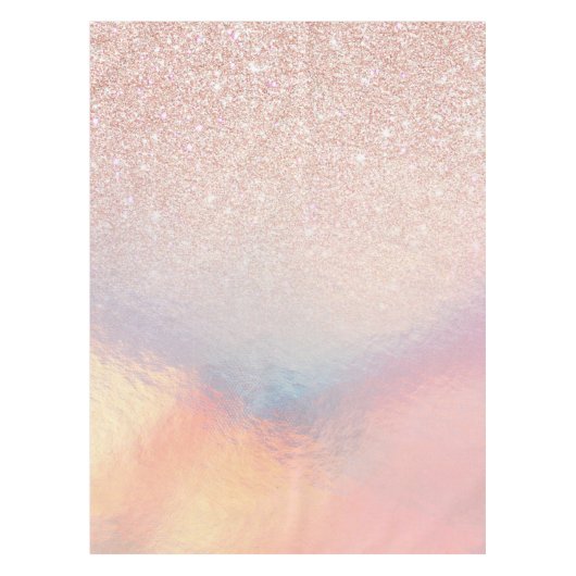 Rose Gold Glitzer Iridescent Holographic Gradient Tischdecke (Vorderseite)
