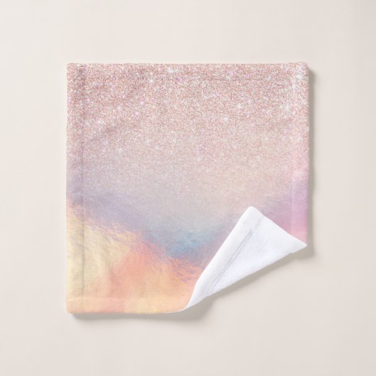 Rose Gold Glitzer Iridescent Holographic Gradient Waschlappen (Waschlappen)