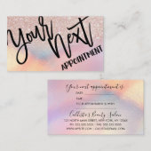 Rose Gold Glitzer Iridescent Holographic Ombre Terminkarte (Vorne/Hinten)