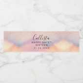 Rose Gold Glitzer Iridescent Holographic Sweet 16 Wasserflaschenetikett (Einzelnes Label)