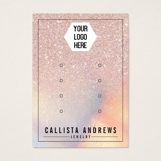 Rose Gold Glitzer Iridescent Logo Ohrringe Anzeige (Vorderseite)