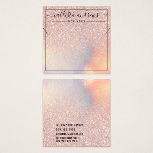 Rose Gold Glitzer Iridescent Necklack Display Card (Vorne & Hinten)