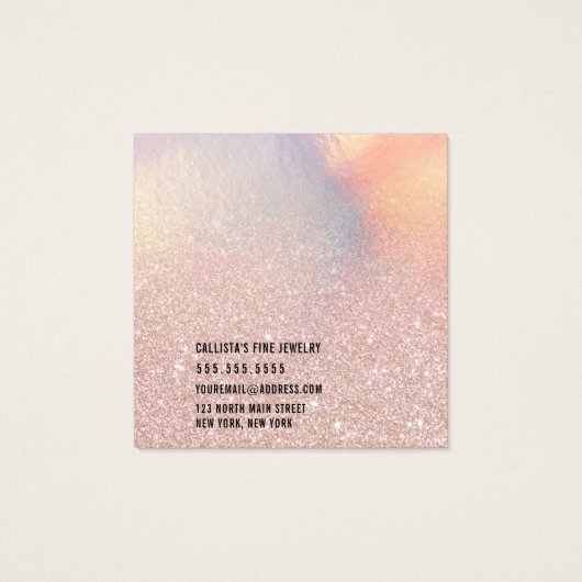 Rose Gold Glitzer Iridescent Necklack Display Card (Rückseite)