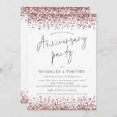 Rose Gold Glitzer Jubiläum Party Einladung (Vorne/Hinten)