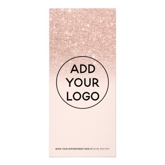 Rose Gold Glitzer Kalligrafie Haar Make-up Preis Werbekarte (Hinten)