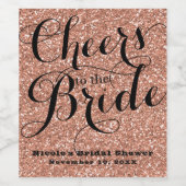 Rose Gold Glitzer KÄSE AN DER BRIDE Bridal Wine Weinetikett (Einzelnes Label)
