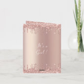 Rose Gold Glitzer Kinderdusche Einladung (Rückseite)