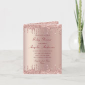 Rose Gold Glitzer Kinderdusche Einladung (Vorderseite)