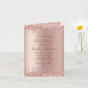 Rose Gold Glitzer Kinderdusche Einladung