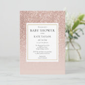 Rose Gold Glitzer Kinderdusche / Sprinkle Einladung (Stehend Vorderseite)