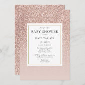 Rose Gold Glitzer Kinderdusche / Sprinkle Einladung (Vorne/Hinten)