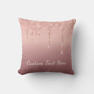 Rose Gold Glitzer Kissen mit benutzerdefiniertem T