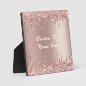 Rose Gold Glitzer Klarer benutzerdefinierter Text  Fotoplatte (Vorderseite)