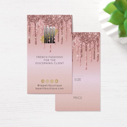 Rose Gold Glitzer Kleidung Preis mit Logo (Schreibtisch)