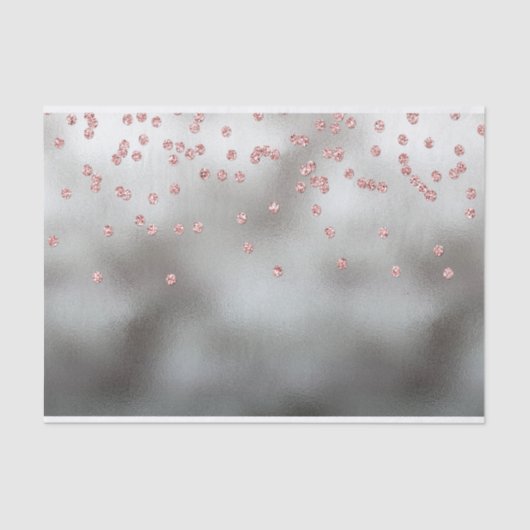 Rose Gold Glitzer Konfetti auf Silber Seidenpapier (Vorderseite)