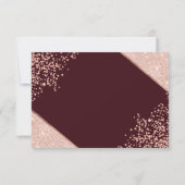 Rose Gold Glitzer Konfetti Bordeaux uAwg Hochzeit RSVP Karte (Rückseite)