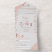 Rose Gold Glitzer Konfetti Grauschick Hochzeit All In One Einladung (Innen Boden)