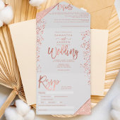 Rose Gold Glitzer Konfetti Grauschick Hochzeit All In One Einladung
