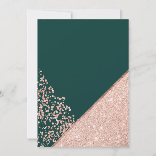 Rose Gold Glitzer Konfetti Green Budget 40. Einladung (Rückseite)