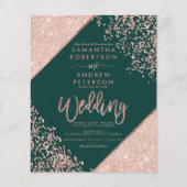 Rose Gold Glitzer Konfetti Green Budget Hochzeit (Vorderseite)