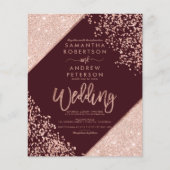 Rose Gold Glitzer Konfetti Rotes Budget Hochzeit (Vorderseite)
