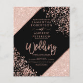 Rose Gold Glitzer Konfetti Schwarzes Budget Hochze (Vorderseite)