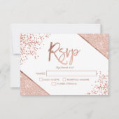 Rose Gold Glitzer Konfetti uAwg Hochzeit RSVP Karte (Vorderseite)