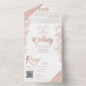 Rose Gold Glitzer Konfetti Weißer Chic Hochzeit All In One Einladung (Innen Boden)