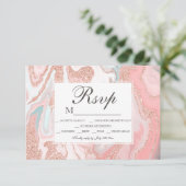Rose Gold Glitzer Koralle Rosa Marmor süß 16 UAWG RSVP Karte (Stehend Vorderseite)