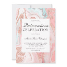 Rose Gold Glitzer Korallen Rosa Marmor Quinceanera