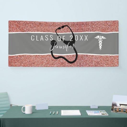 Rose Gold Glitzer Krankenschwester Abschluss Caduc Banner (Messe)
