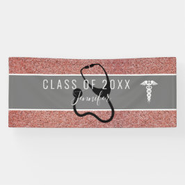 Rose Gold Glitzer Krankenschwester Abschluss Caduc Banner