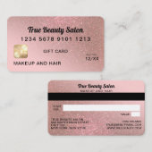 Rose Gold Glitzer Kreditkartenzertifikat Visitenkarte (Vorne/Hinten)