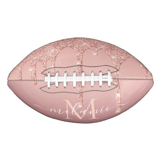 Rose Gold Glitzer Kundenname Fußball-Geschenk Football (Vorderseite)