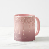 Rose Gold Glitzer Kundenname Kaffeebezeichnung Tas Tasse (VorderseiteRechts)