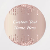 Rose Gold Glitzer Labels mit benutzerdefiniertem T Etiketten (Design 1)