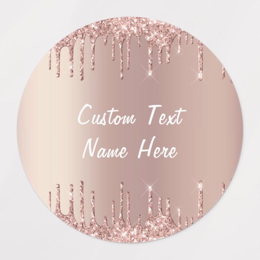 Rose Gold Glitzer Labels mit benutzerdefinierten T Etiketten (Design 3)