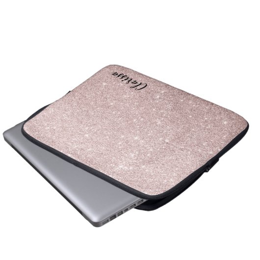 Rose Gold Glitzer Laptopschutzhülle (Vorne Knopf)