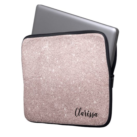 Rose Gold Glitzer Laptopschutzhülle (Vorderseite Links)