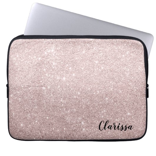 Rose Gold Glitzer Laptopschutzhülle (Vorderseite)