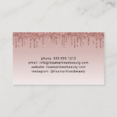 Rose Gold Glitzer Lash Brow Beauty Business Card Visitenkarte (Rückseite)
