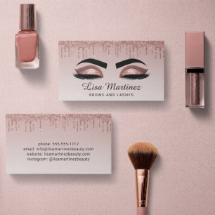 Rose Gold Glitzer Lash Brow Beauty Business Card Visitenkarte