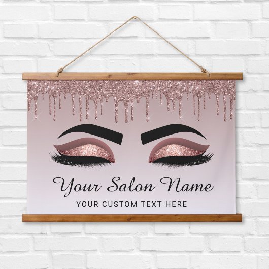 Rose Gold Glitzer Lash Brow Beauty Business Wandteppich Mit Holzrahmen