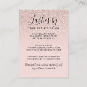 Rose Gold Glitzer Lash Extensions Aftercare Symbol Visitenkarte (Rückseite)
