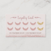Rose Gold Glitzer Lash Salon Rosa 10 Loyalität Treuekarte (Vorderseite)